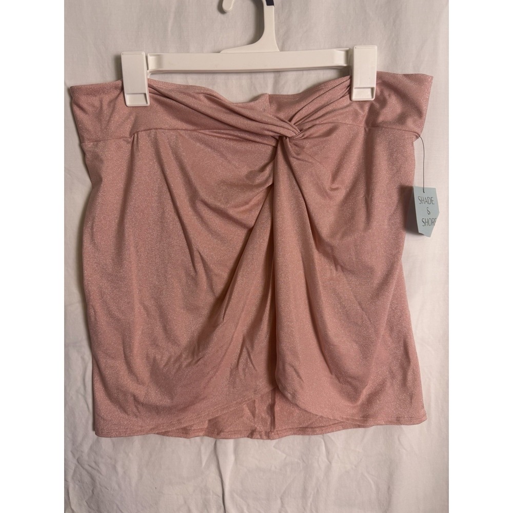 Shade Shore Women Pink Shimmer Sparkle Twist Front Swimsuit Coverup Sz L 12/14